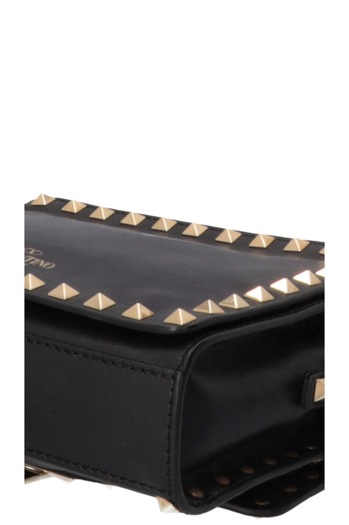 VALENTINO Rockstud Flap Crossbody Bag Leather Black