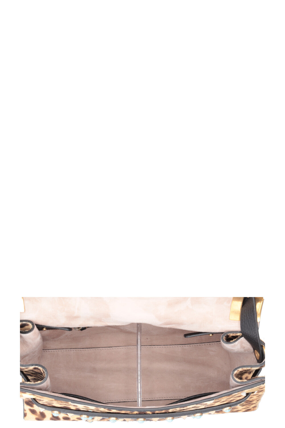 Sac Valentino Rockstud Rolling en poulain imprimé léopard marron
