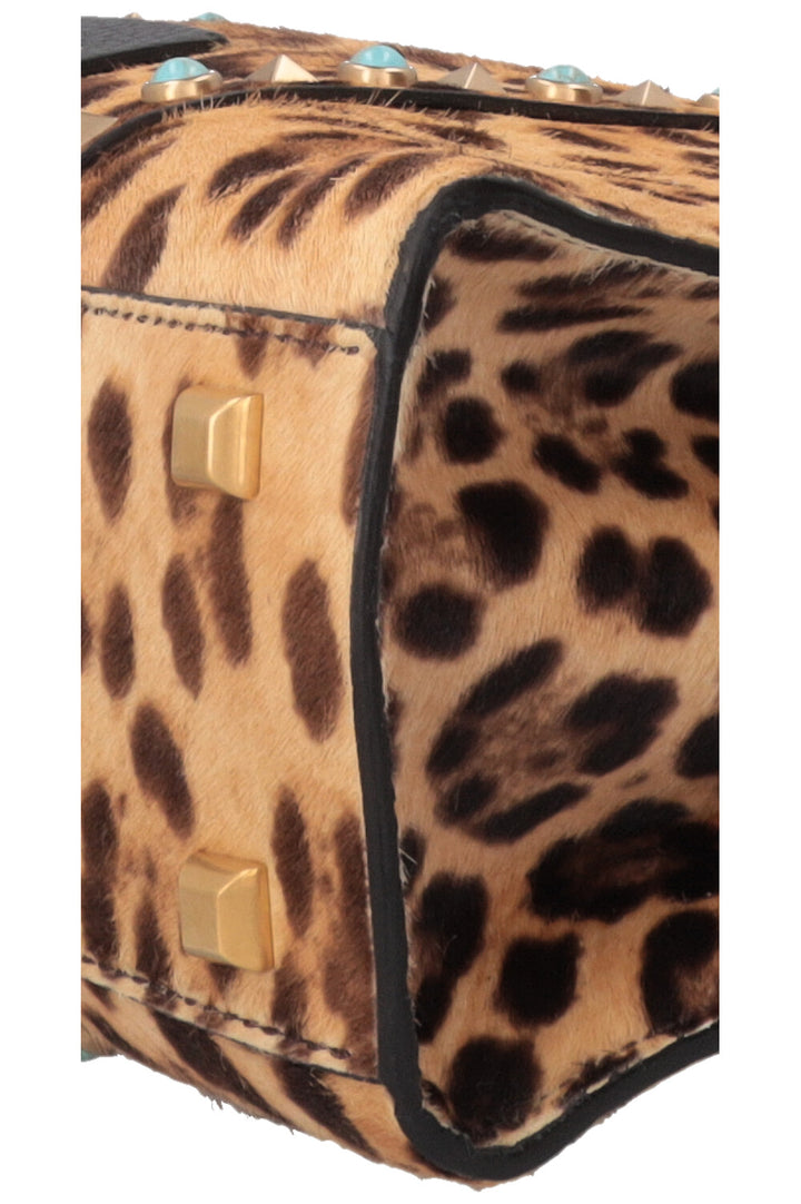 Sac Valentino Rockstud Rolling en poulain imprimé léopard marron
