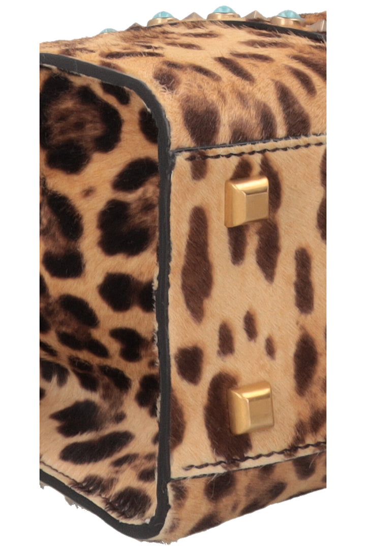 Sac Valentino Rockstud Rolling en poulain imprimé léopard marron