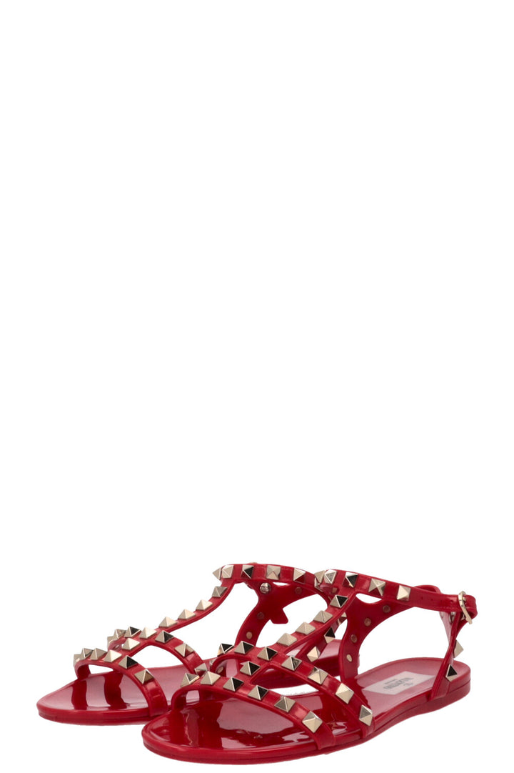 VALENTINO Rockstud Sandals Rubber Red