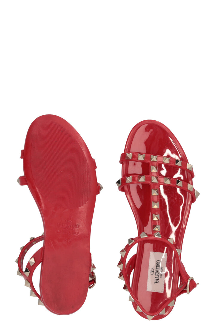 VALENTINO Rockstud Sandals Rubber Red