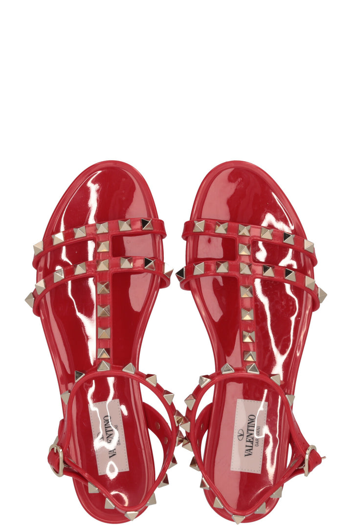 VALENTINO Rockstud Sandals Rubber Red