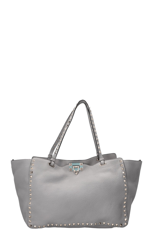 VALENTINO Rockstud Shopping Tote Leather Grey