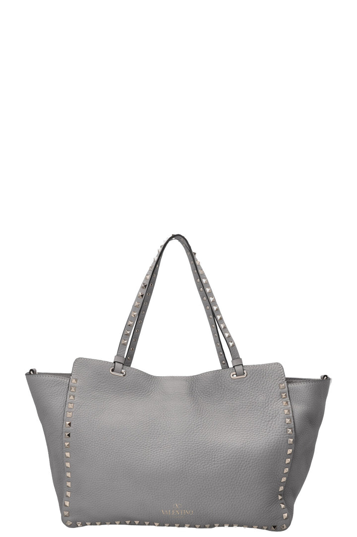 VALENTINO Rockstud Shopping Tote Leather Grey