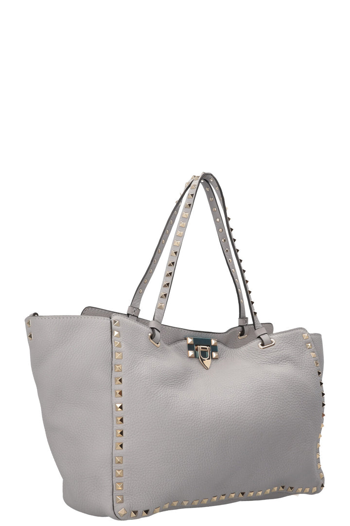 VALENTINO Rockstud Shopping Tote Leather Grey