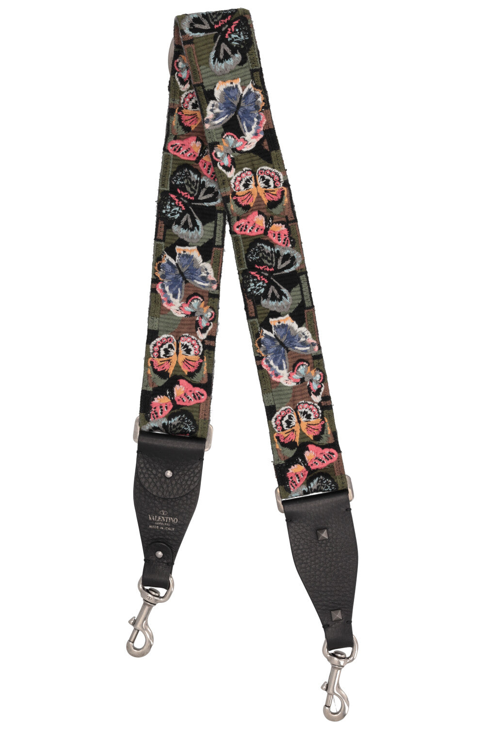 VALENTINO Rockstud Shoulder Strap Canvas Camouflage Butterfly