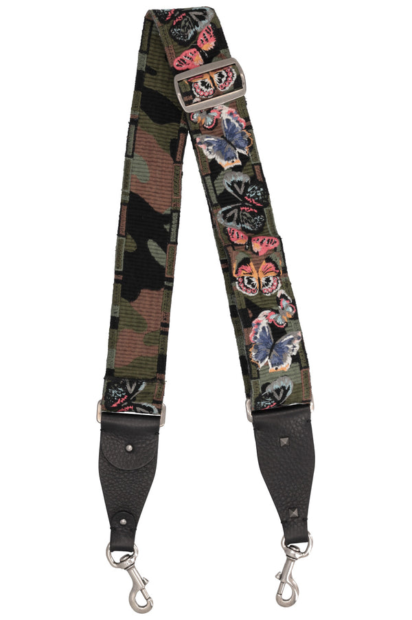 VALENTINO Rockstud Shoulder Strap Canvas Camouflage Butterfly
