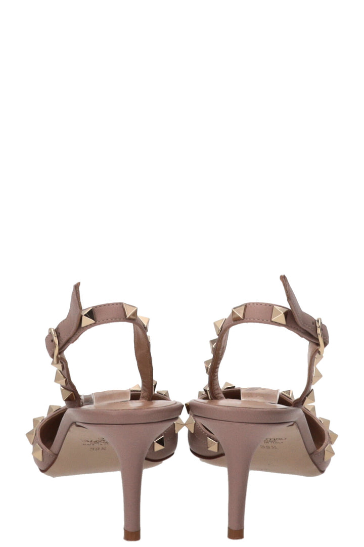 VALENTINO Rockstud Slingback Kitten Heels Nude