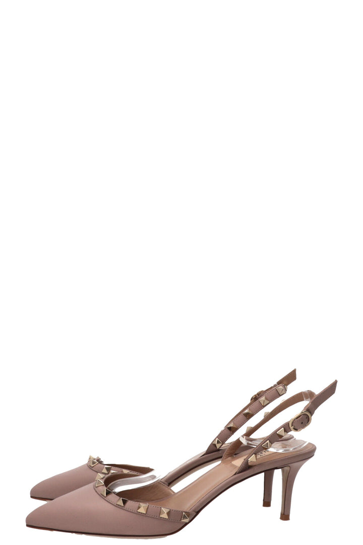 VALENTINO Rockstud Slingback Kitten Heels Nude