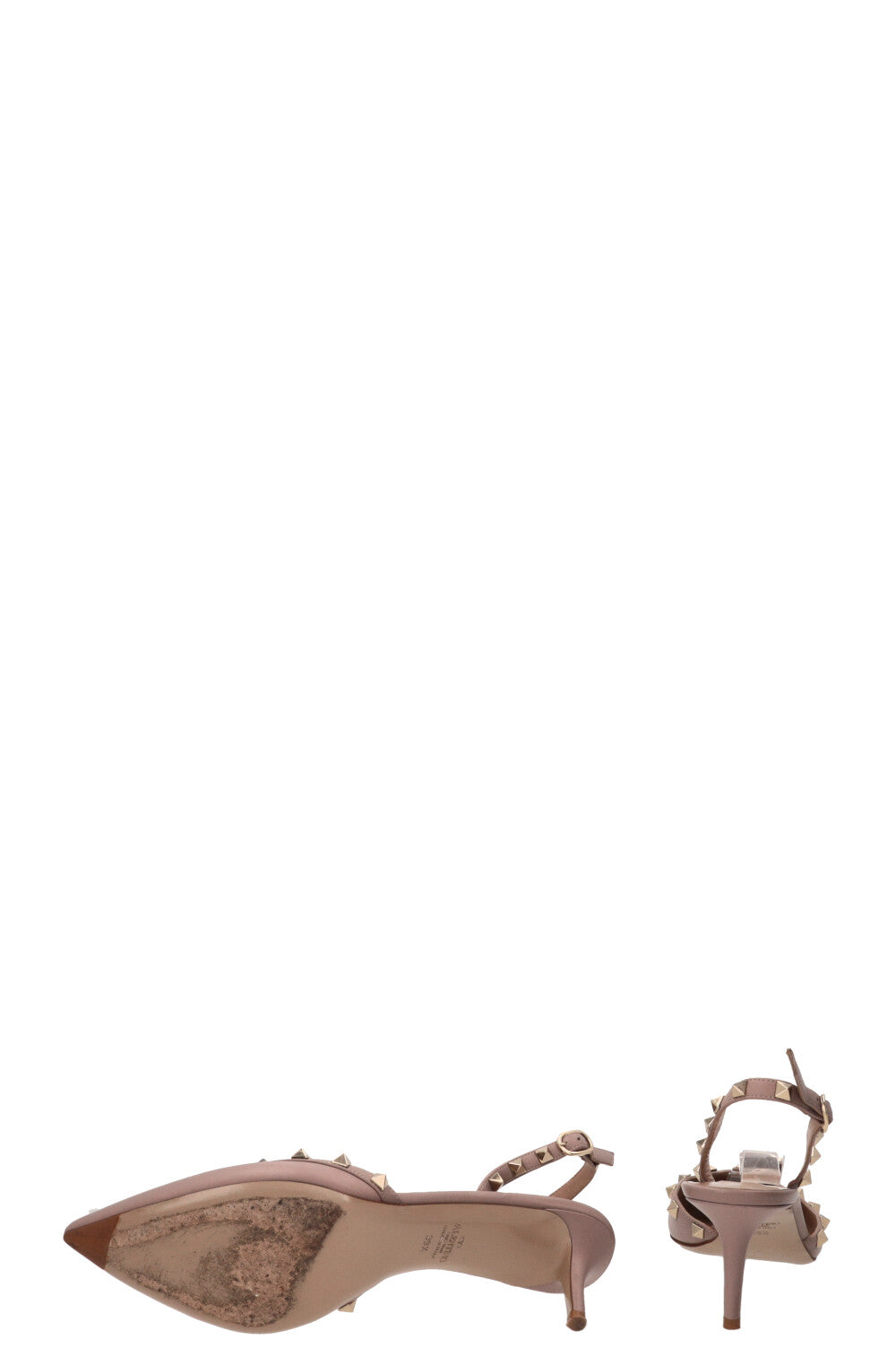 VALENTINO Rockstud Slingback Kitten Heels Nude