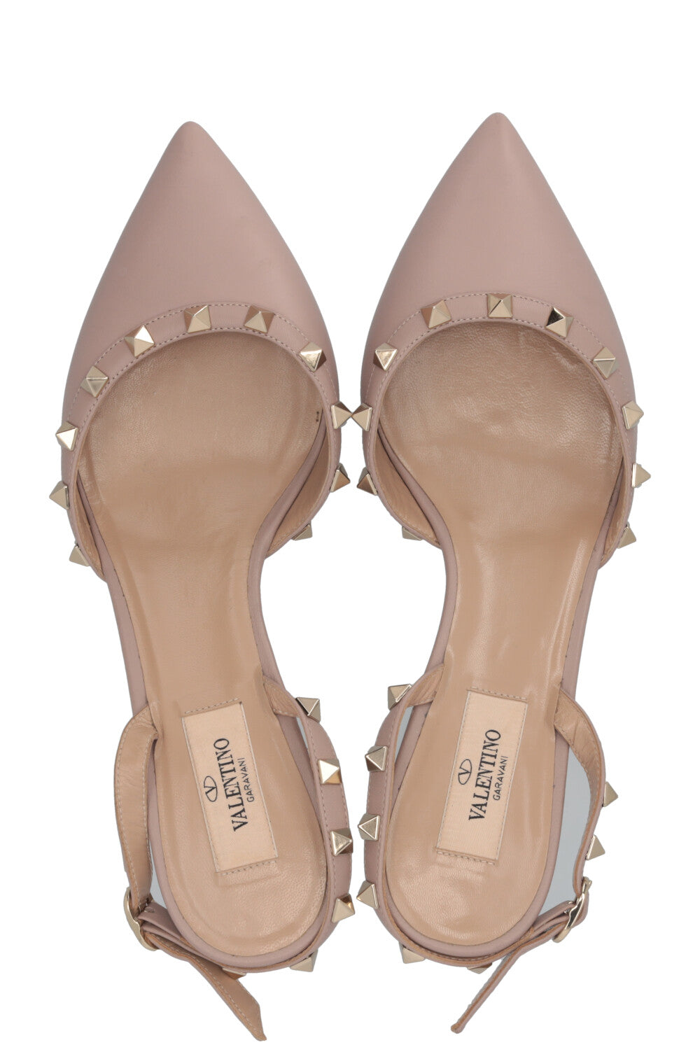 VALENTINO Rockstud Slingback Kitten Heels Nude