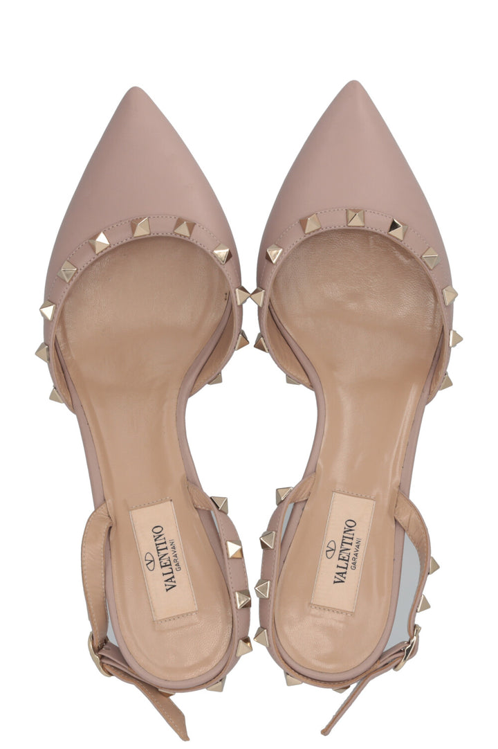 VALENTINO Rockstud Slingback Kitten Heels Nude