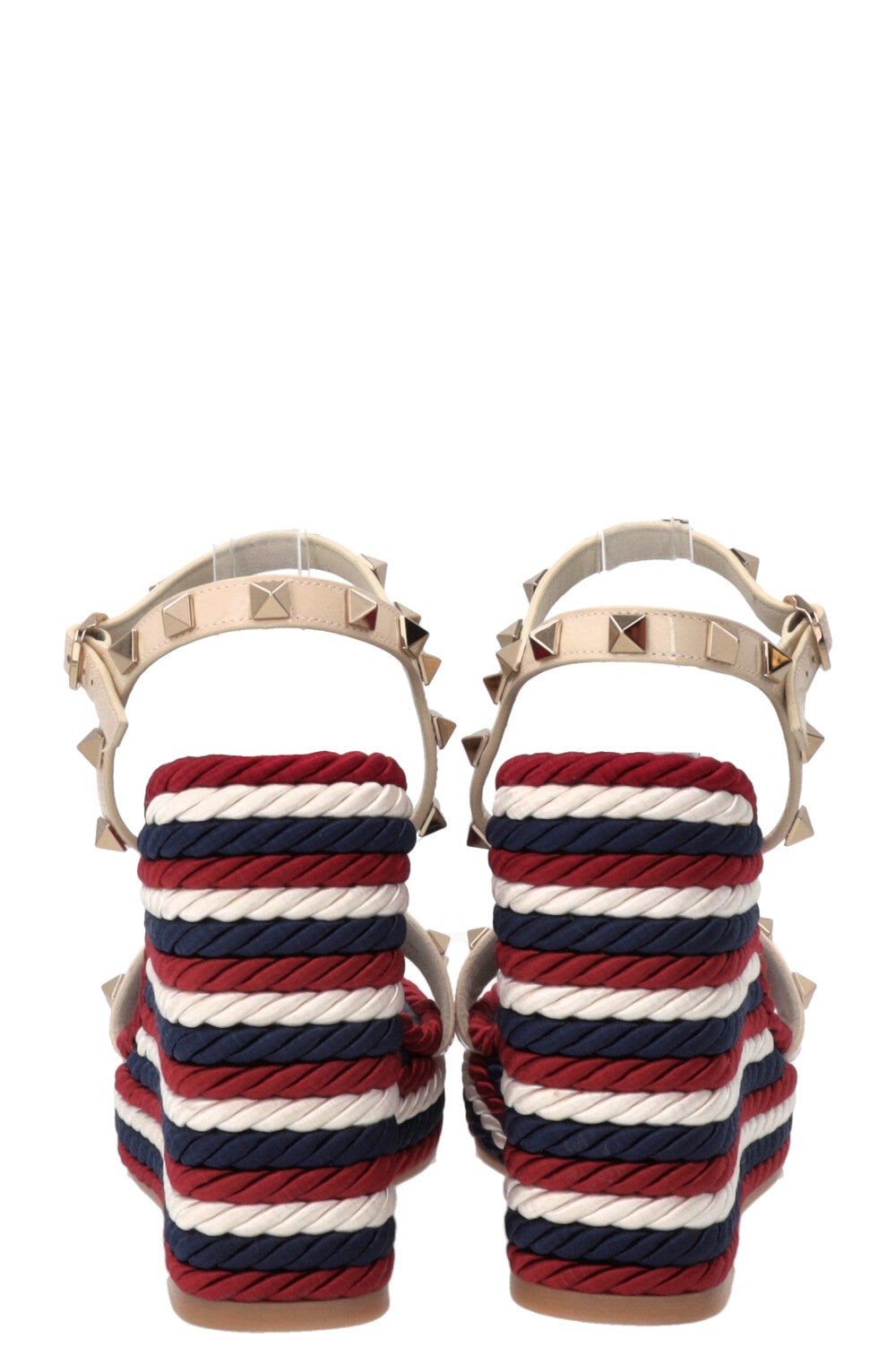 VALENTINO Espadrilles compensées Rockstud Torchon Rouge Blanc Bleu