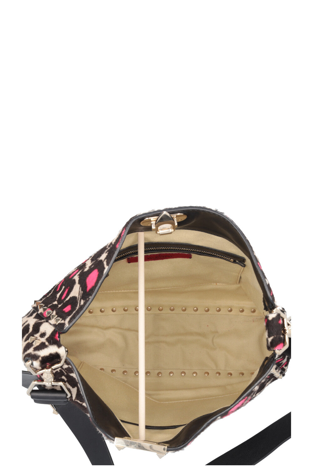 VALENTINO Rockstud Tote Bag Pony Hair Leopard Print Pink