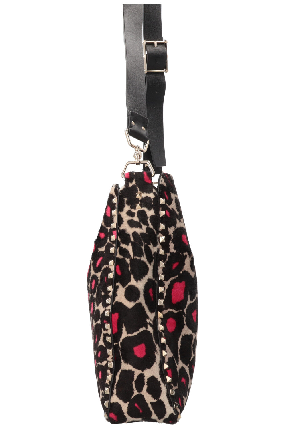 VALENTINO Rockstud Tote Bag Pony Hair Leopard Print Pink