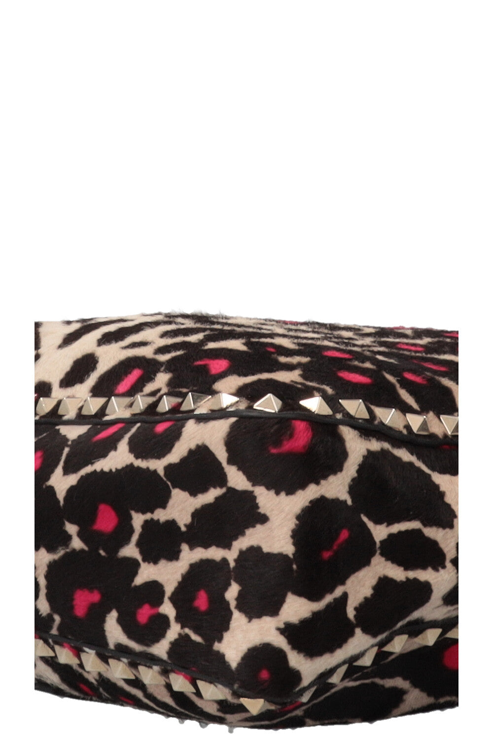 VALENTINO Rockstud Tote Bag Pony Hair Leopard Print Pink