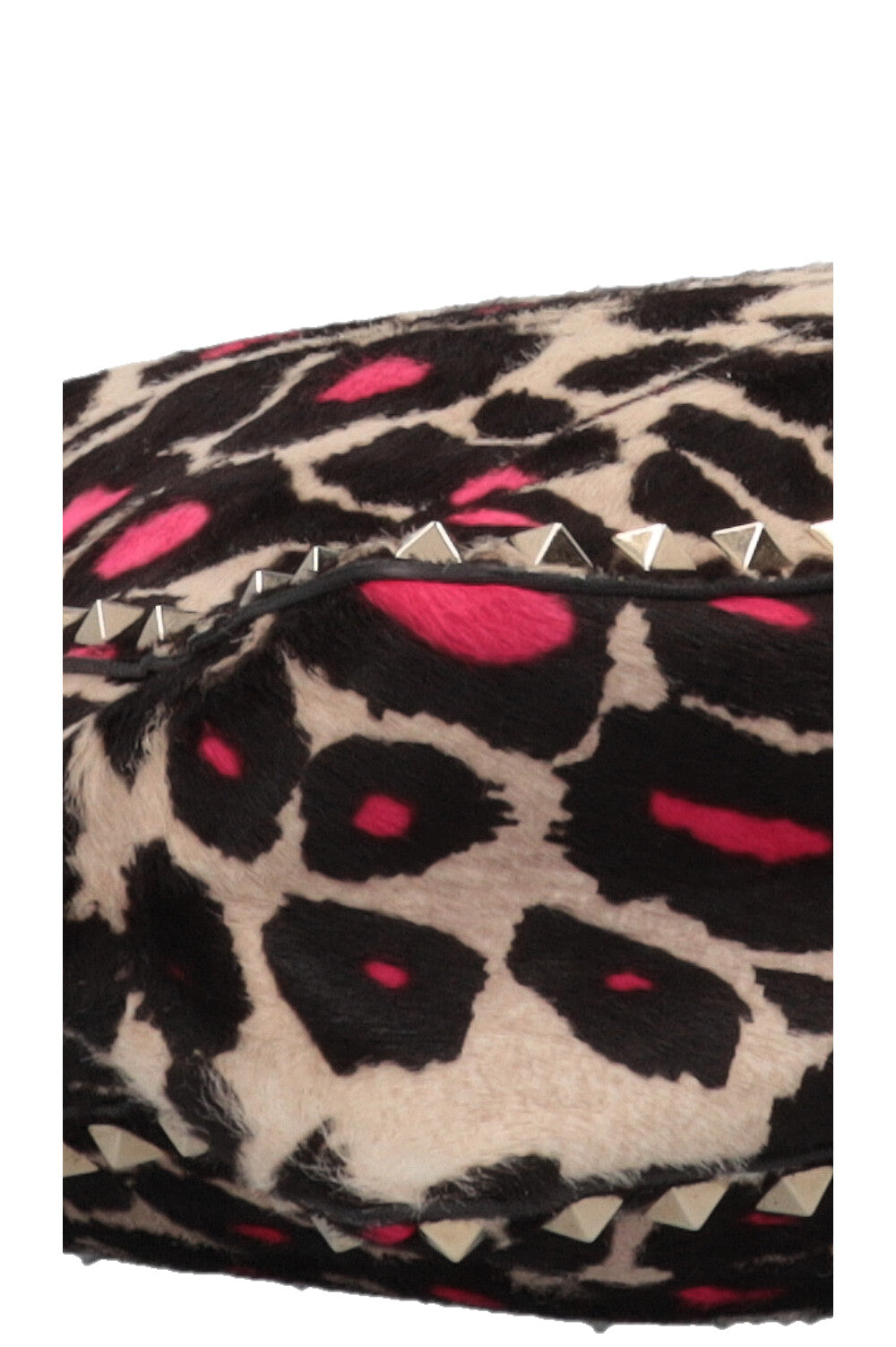 VALENTINO Rockstud Tote Bag Pony Hair Leopard Print Pink
