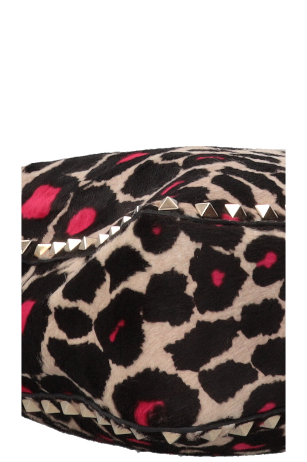 VALENTINO Rockstud Tote Bag Pony Hair Leopard Print Pink