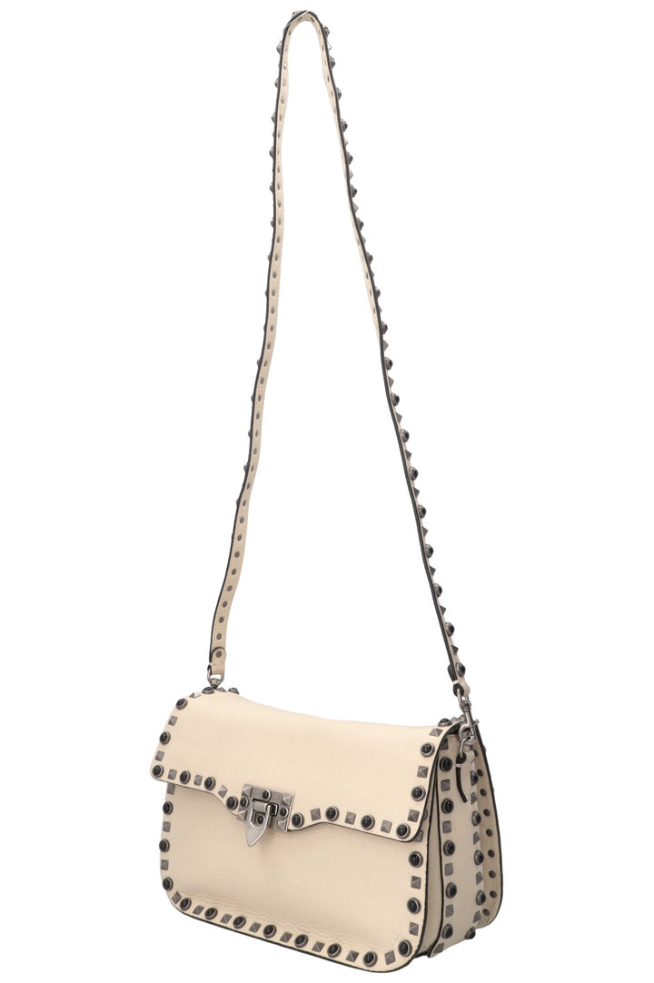 VALENTINO Rolling Rockstud Bag Leather Ivory