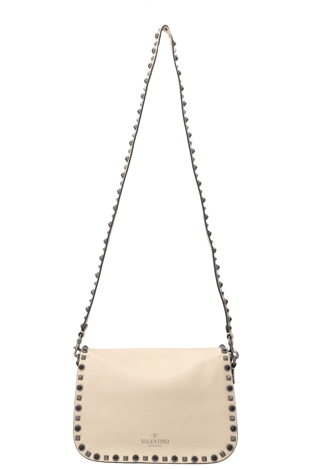 VALENTINO Rolling Rockstud Bag Leather Ivory