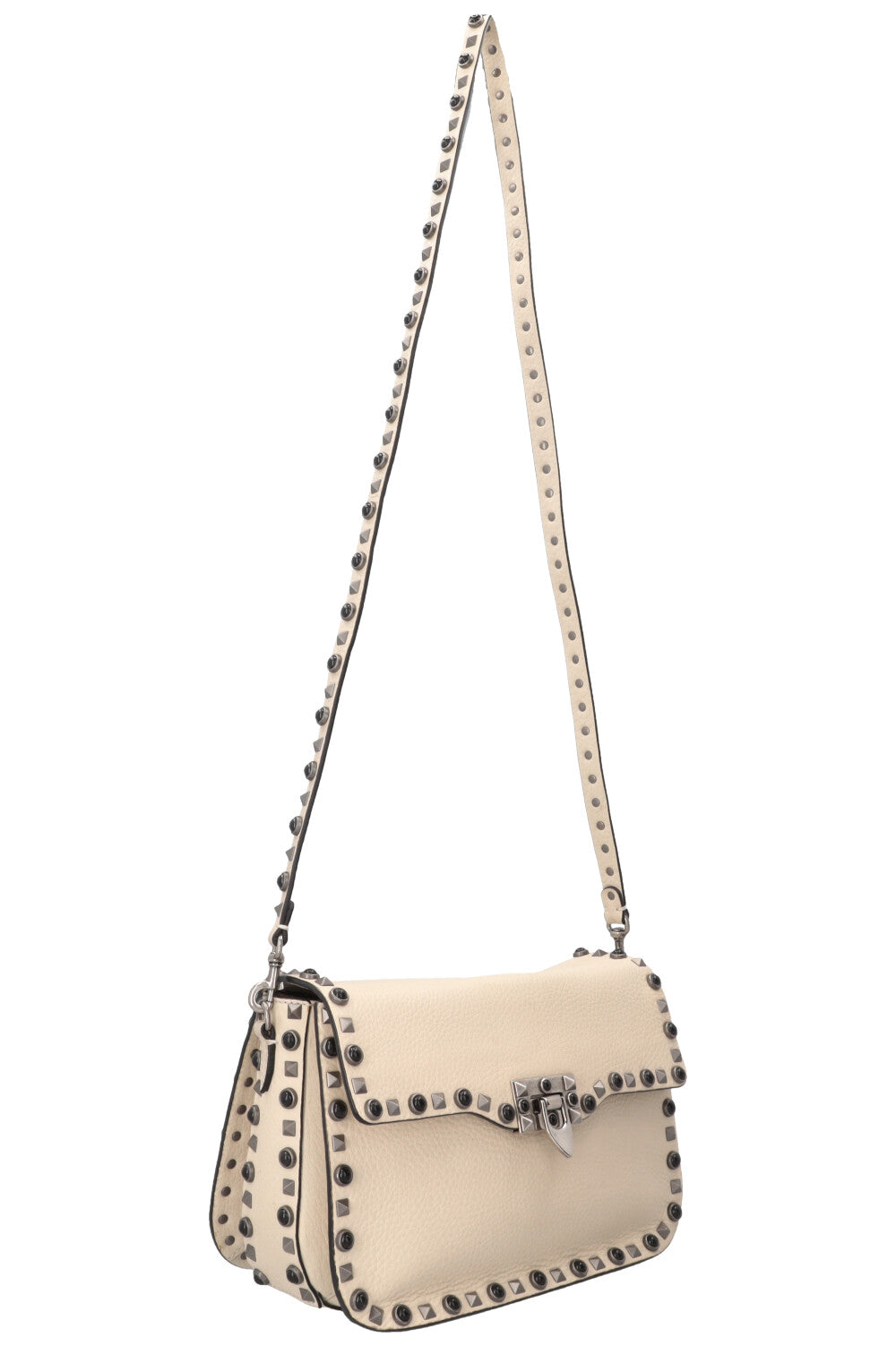 VALENTINO Rolling Rockstud Bag Leather Ivory