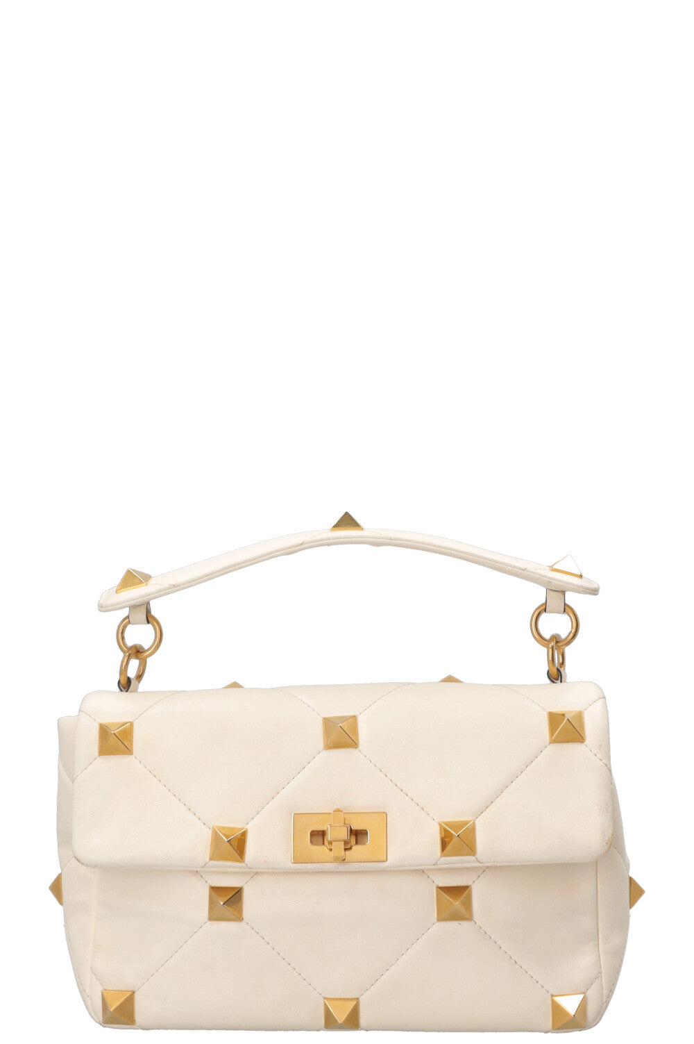 VALENTINO Roman Stud Top Handle Bag Ivory