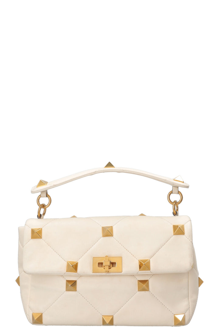 VALENTINO Roman Stud Top Handle Bag Ivory