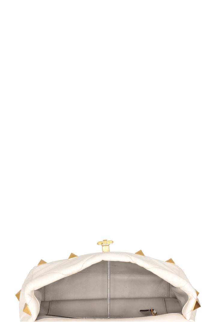 VALENTINO Roman Stud Top Handle Bag Ivory