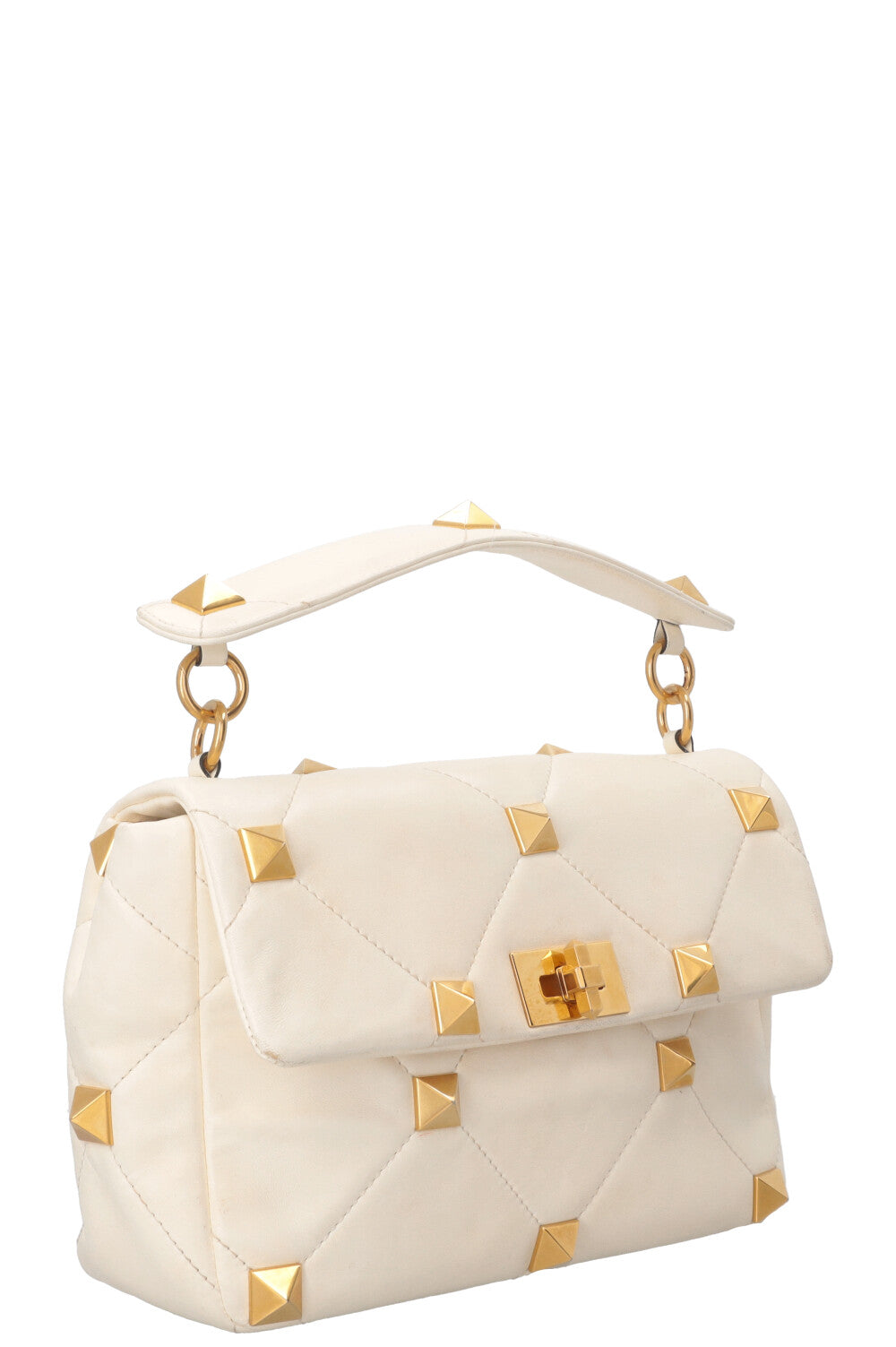 VALENTINO Roman Stud Top Handle Bag Ivory