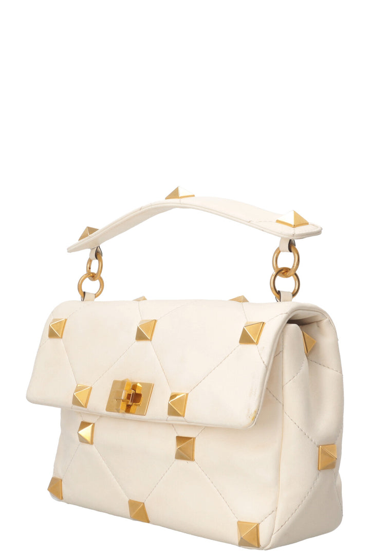 VALENTINO Roman Stud Top Handle Bag Ivory