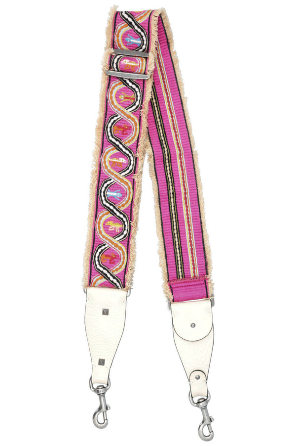 VALENTINO Snake Rockstud Bag Strap Canvas Pink