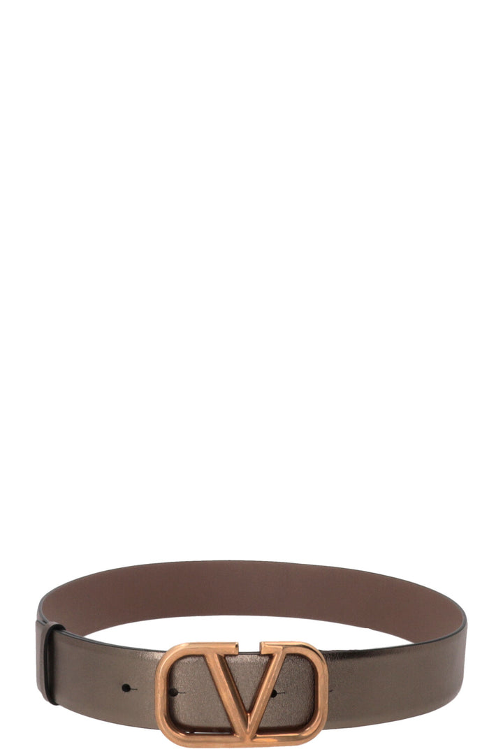 VALENTINO V-Logo Reversible Belt Leather Gold