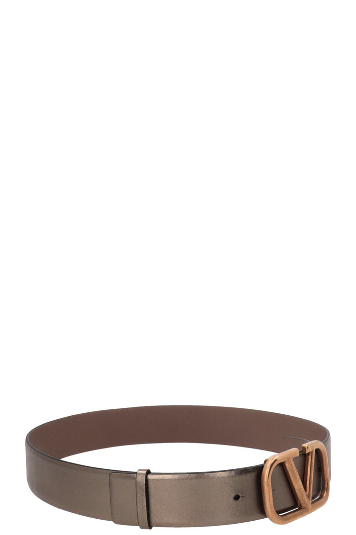 VALENTINO V-Logo Reversible Belt Leather Gold