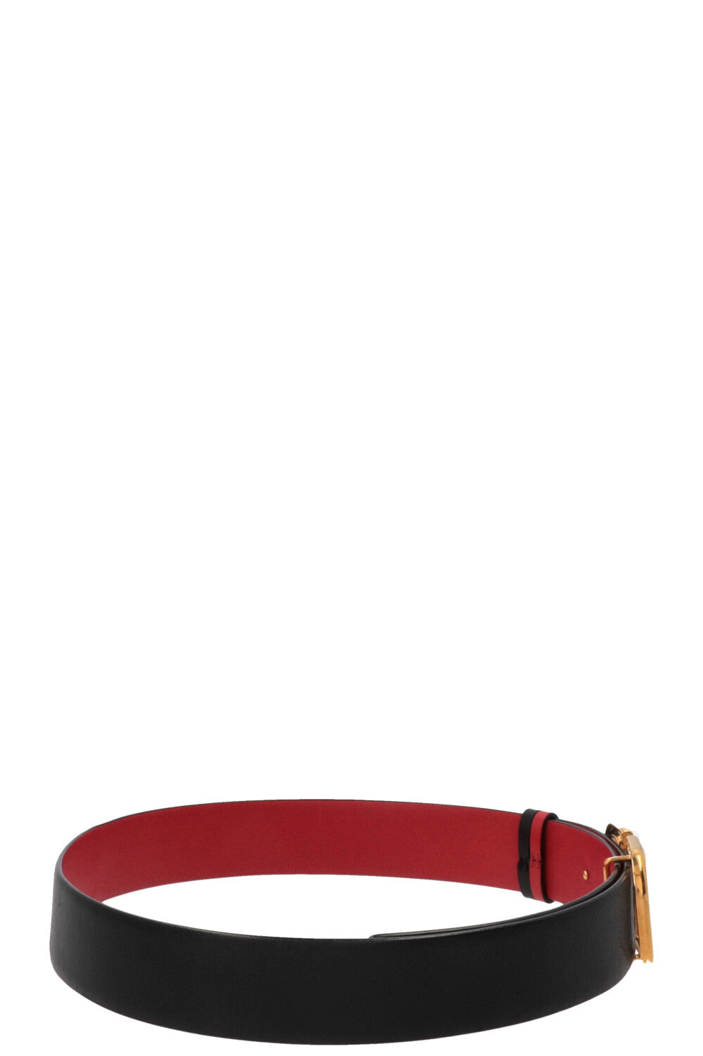 VALENTINO V Logo Reversible Belt Leather Black Red