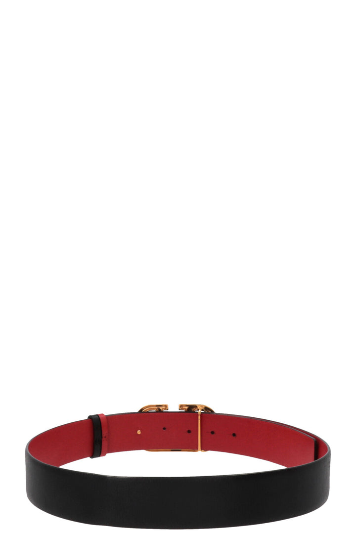VALENTINO V Logo Reversible Belt Leather Black Red