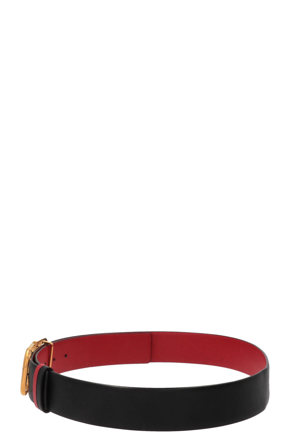 VALENTINO V Logo Reversible Belt Leather Black Red