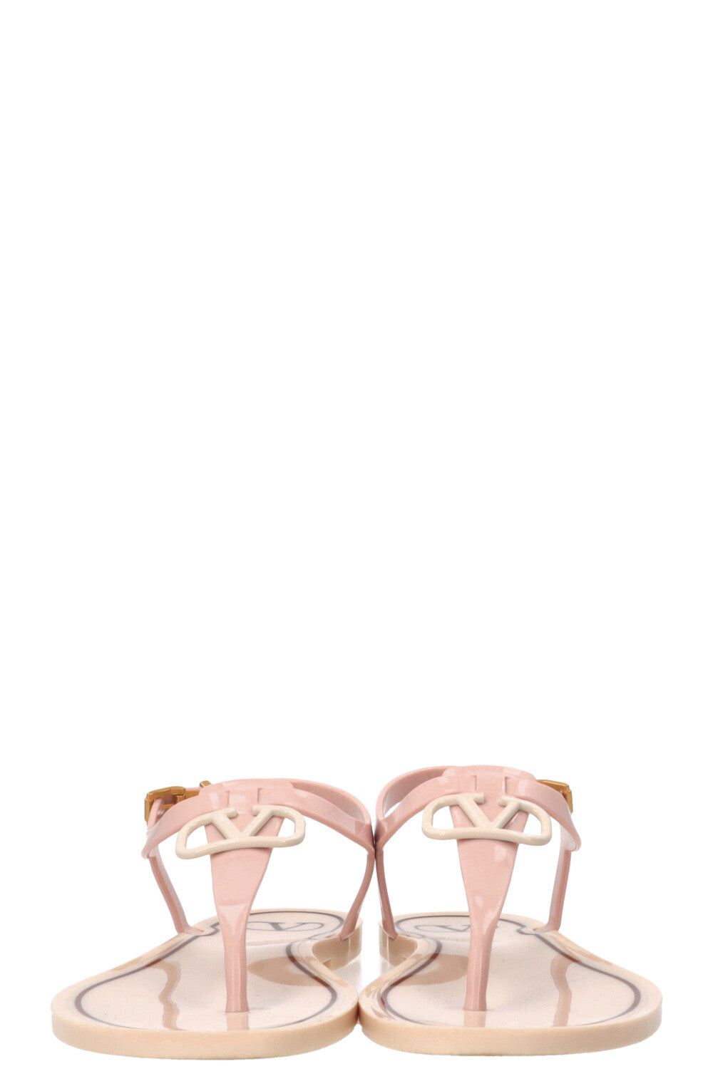 VALENTINO V Logo Sandals PVC Cream Pink