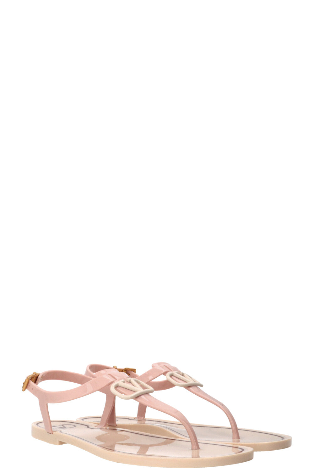 VALENTINO V Logo Sandals PVC Cream Pink