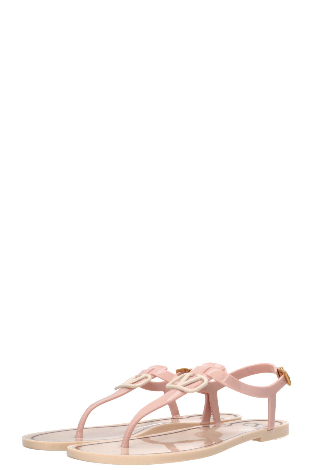 VALENTINO V Logo Sandals PVC Cream Pink