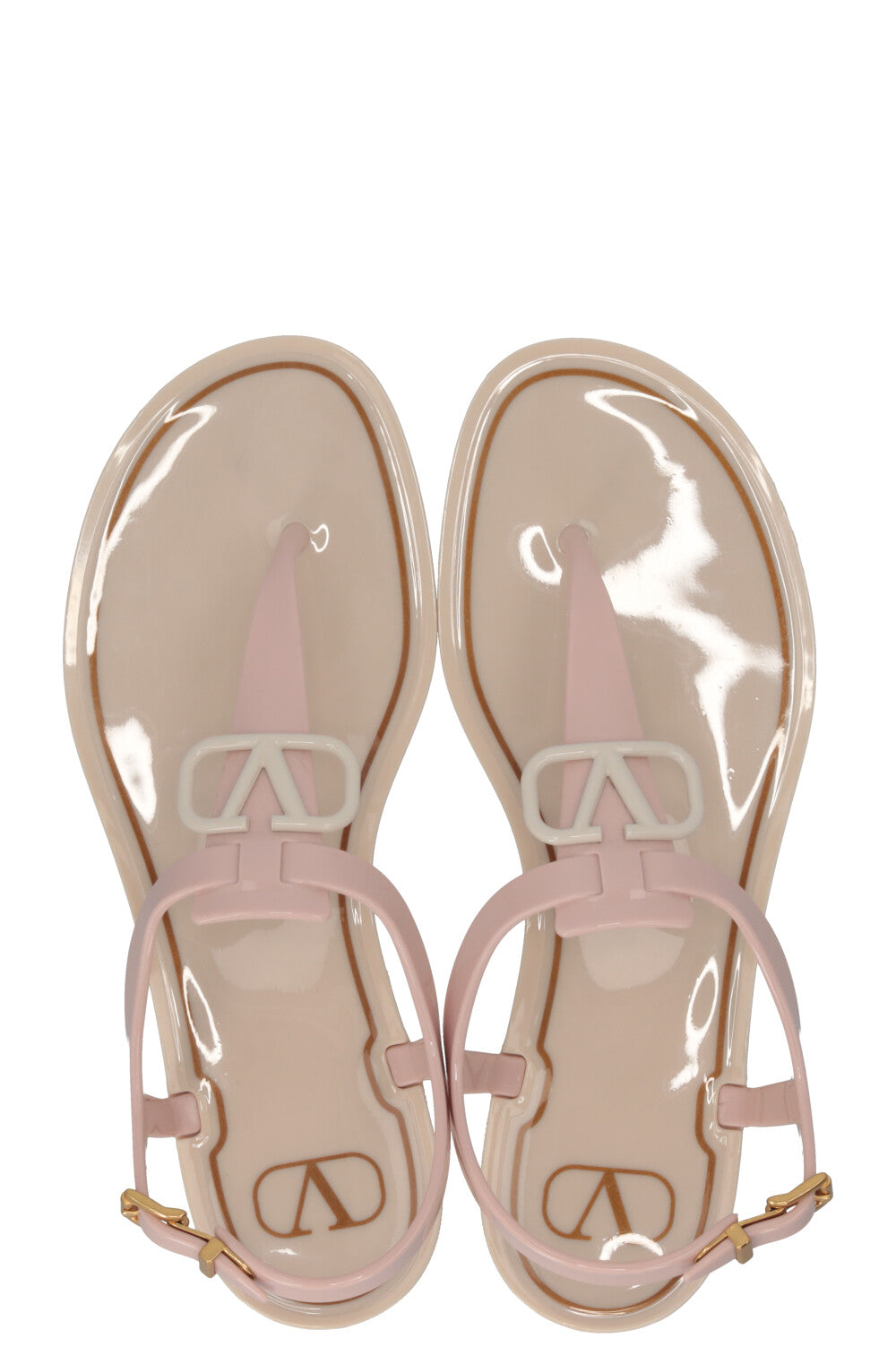 VALENTINO V Logo Sandals PVC Cream Pink