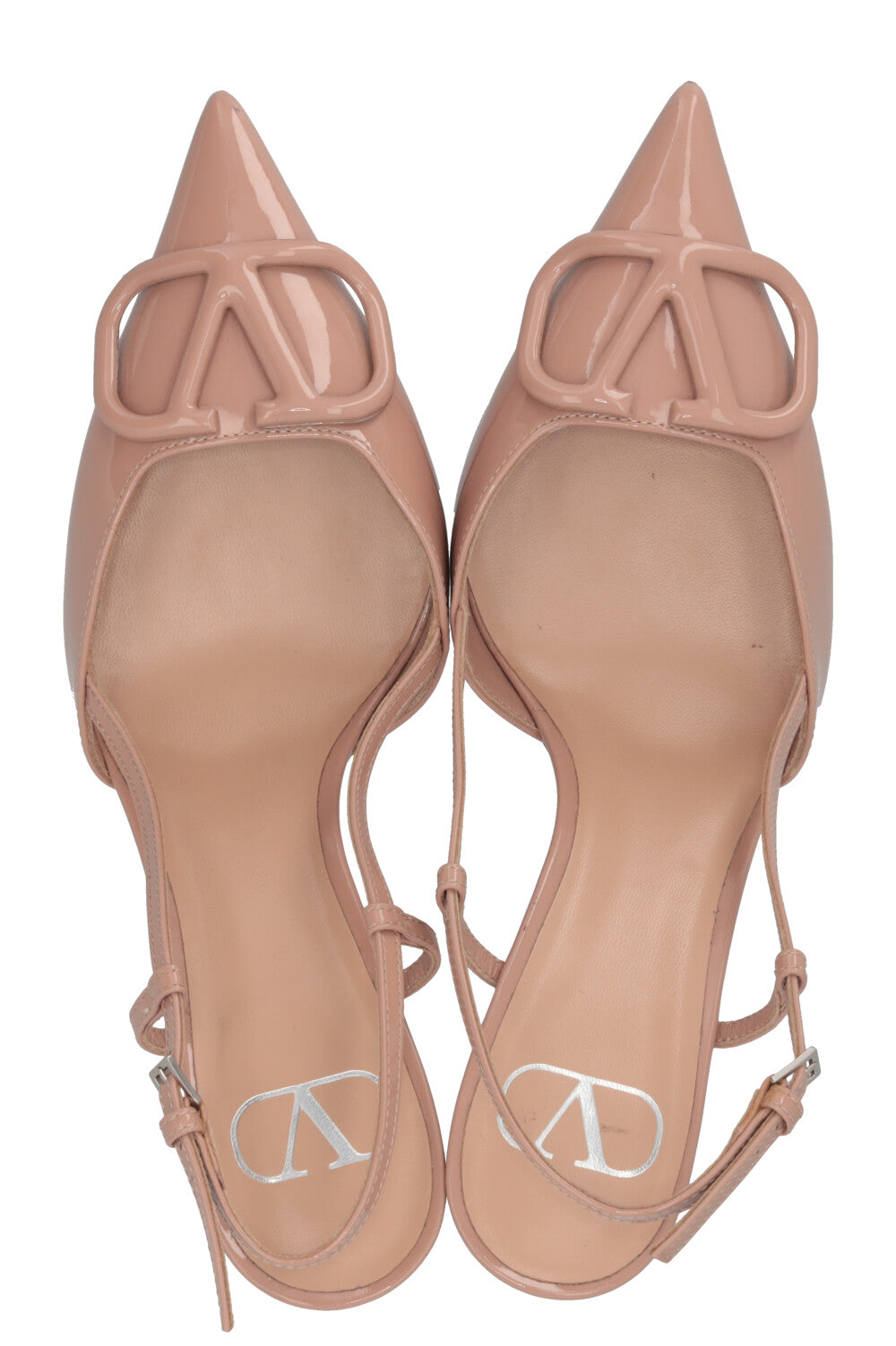 VALENTINO V Logo Signature Slingbacks Patent Nude