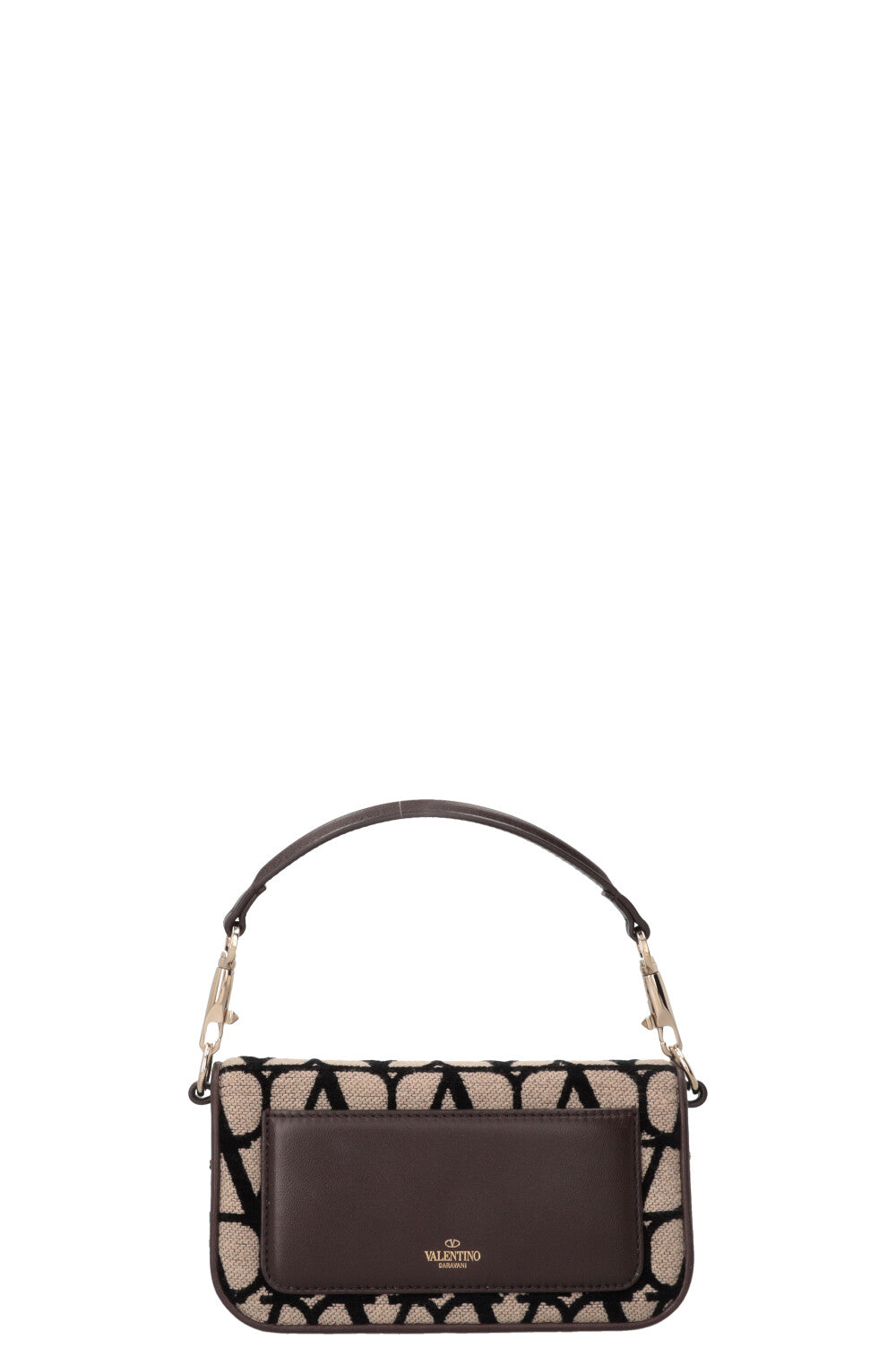 VALENTINO Loco Toile Iconographe Shoulder Bag Small Beige Black