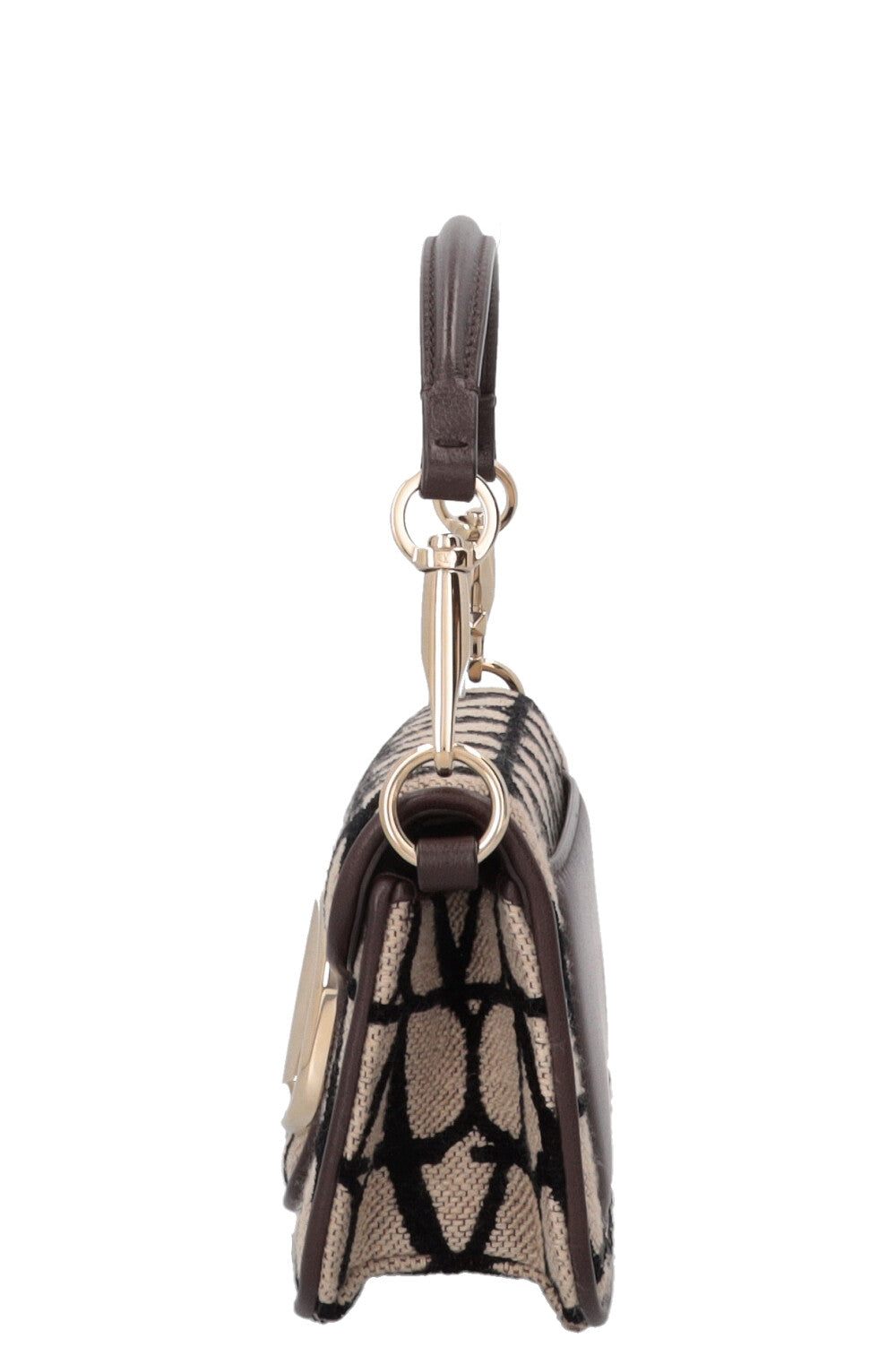 VALENTINO Loco Toile Iconographe Shoulder Bag Small Beige Black