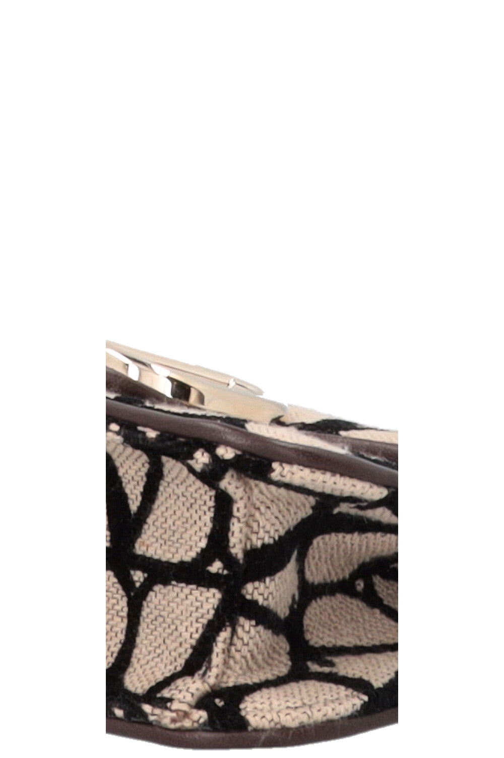 VALENTINO Loco Toile Iconographe Shoulder Bag Small Beige Black