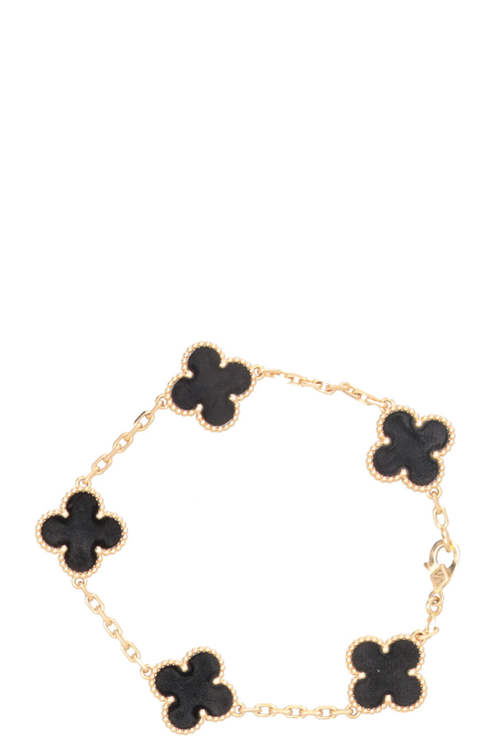 VAN CLEEF & ARPELS Alhambra 5 Motive Onyx 18k Yellow Gold