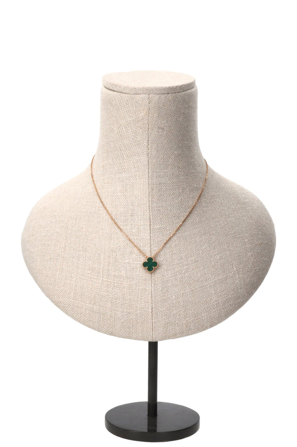 VAN CLEEF & ARPELS Vintage Alhambra Necklace 18k Yellow Gold Malachite