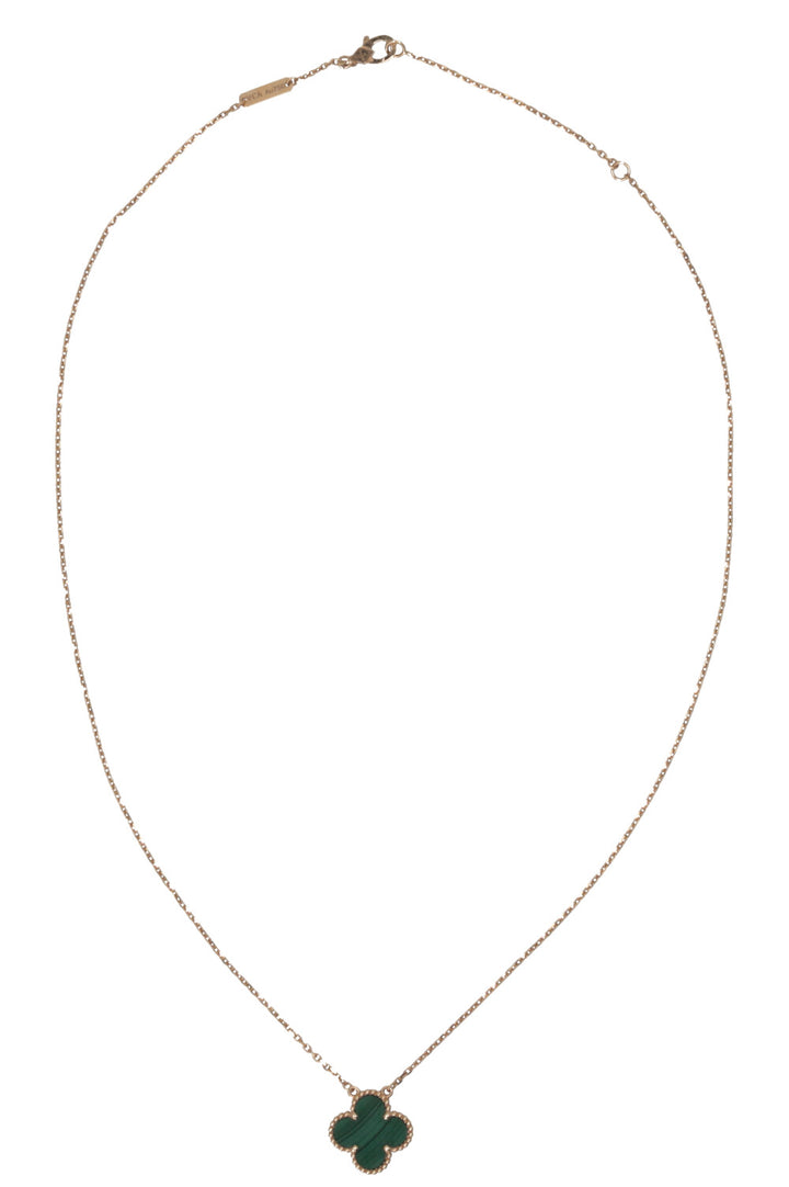VAN CLEEF & ARPELS Vintage Alhambra Necklace 18k Yellow Gold Malachite