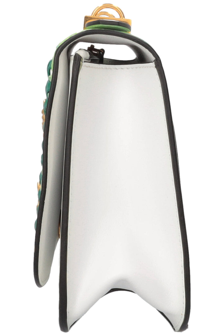 VERSACE Virtus Jungle Print Shoulder Bag Leather White Green