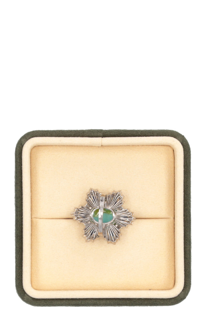 VINTAGE JEWELRY Flower Diamond Saphire Ring White Gold